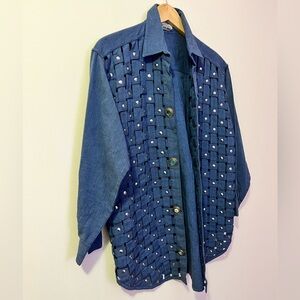 Yak Magik Woven Cotton Studded Jacket Boho Artisan Nepal Wearable Art Medium